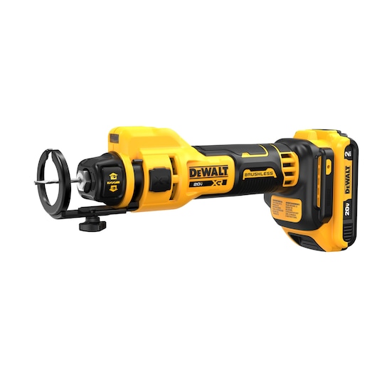 Front view of the 20V MAX* Drywall Cut-Out Tool with depth guide