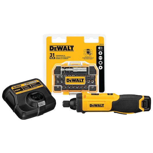 8 Volt Gyroscopic Inline Screwdriver With Accessory Kit.