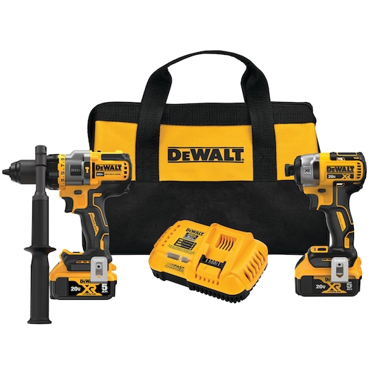 2 tool kit with hammer, drill/driver