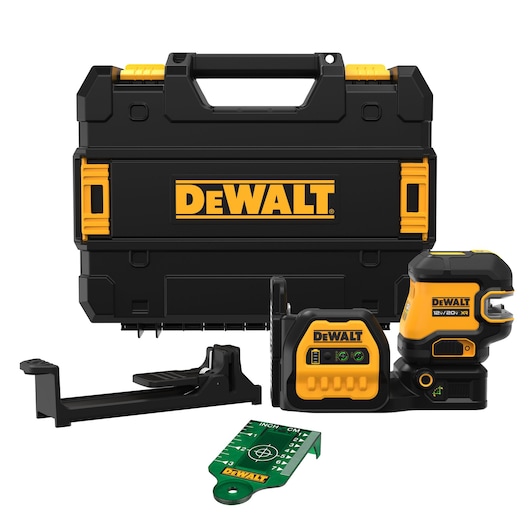 20 volt cordless cross line green laser full kit.