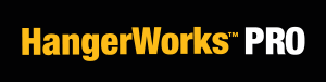 The DEWALT HangerWorks PRO logo on a black background The DEWALT HangerWorks PRO logo on a black background