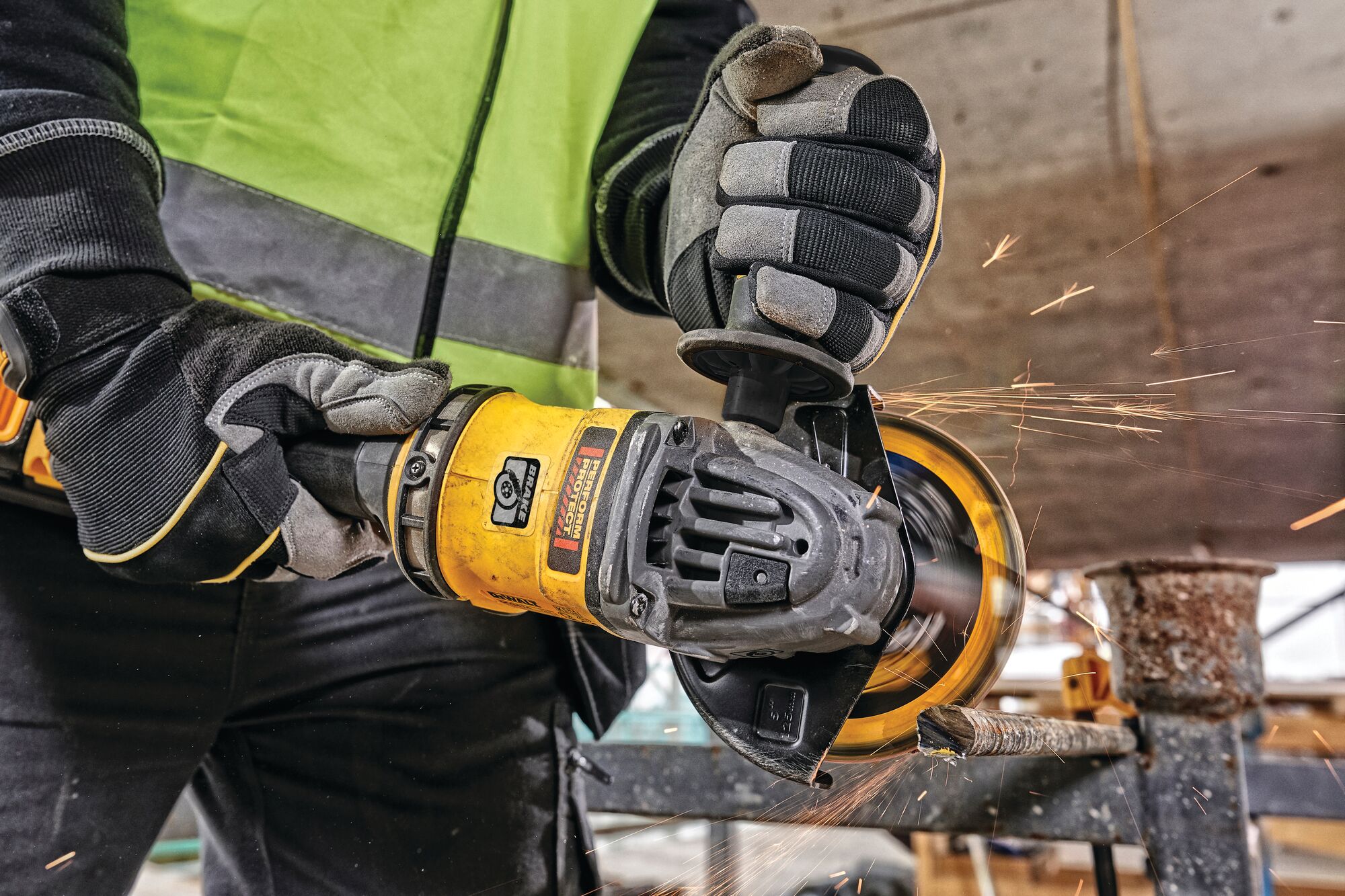 6 INCH CORDLESS GRINDER WITH KICKBACK BRAKE in action 6 INCH CORDLESS GRINDER WITH KICKBACK BRAKE in action