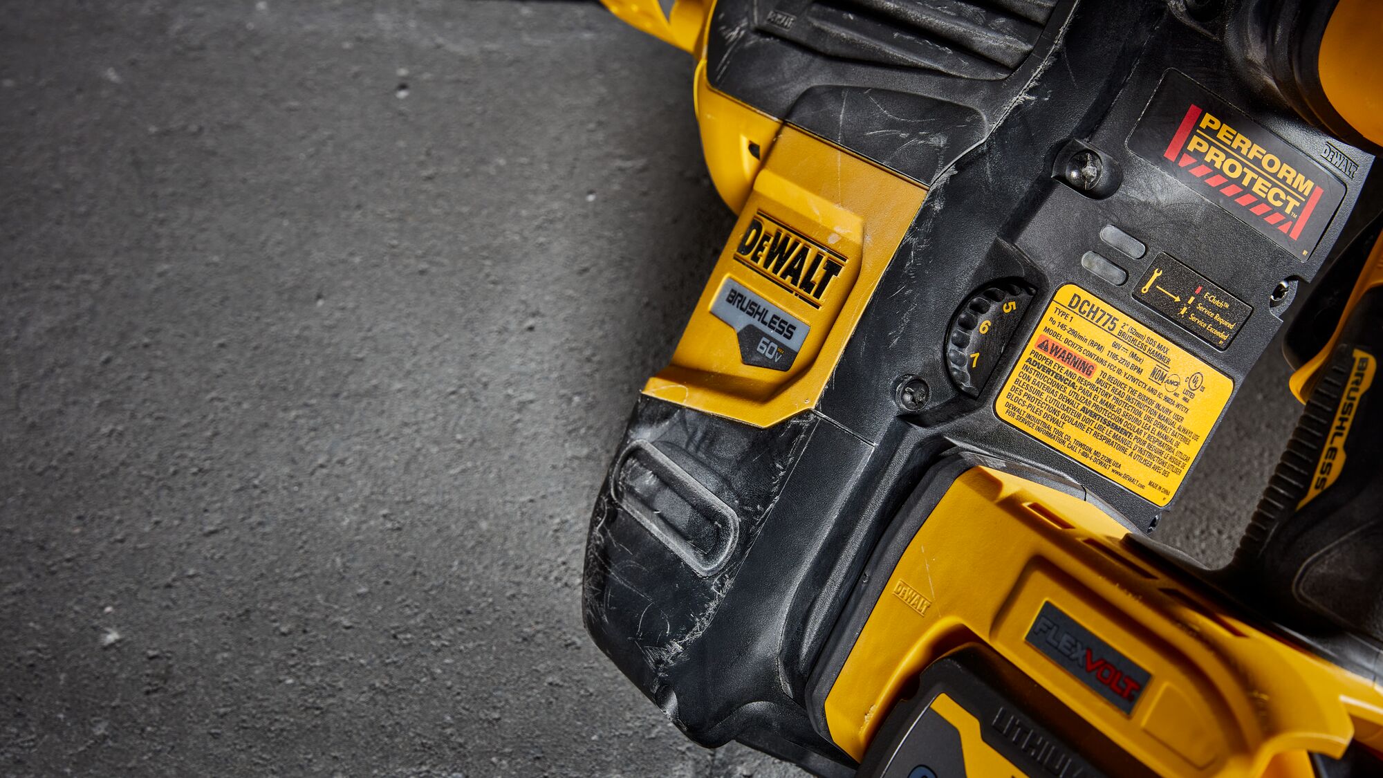 E clutch feature of 60 volt 2 inch brushless cordless S D S combination rotary hammer kit. E clutch feature of 60 volt 2 inch brushless cordless S D S combination rotary hammer kit.