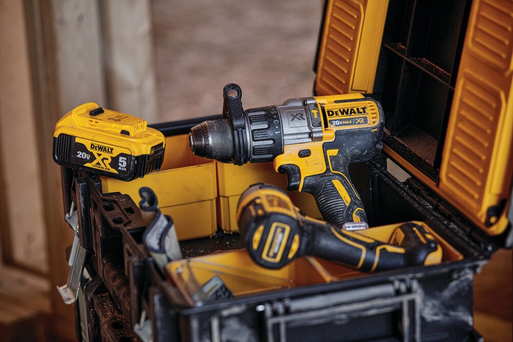 tough system DS130 holding two drills and a battery. tough system DS130 holding two drills and a battery.