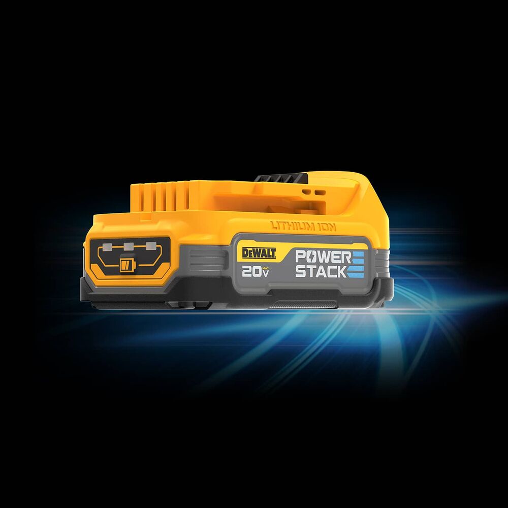 dewalt powerstack compact battery with blue starlight coming from behind dewalt powerstack compact battery with blue starlight coming from behind
