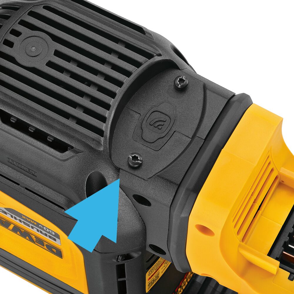 A close-up view of the top of a drill where a Tool Connect tag can be connected