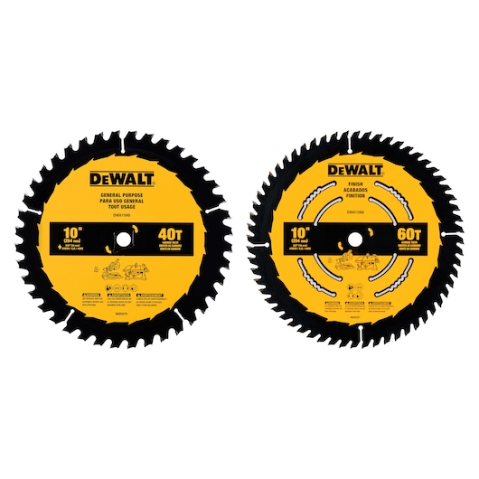 Profile of 60 tooth and 40 tooth saw one blade construction blade set.