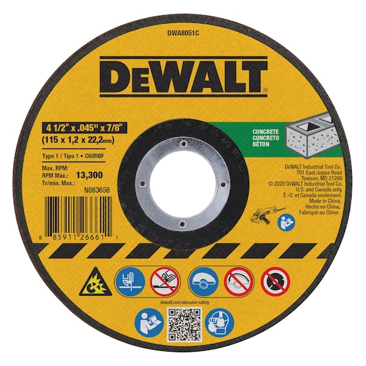 Profile of 4 and half inch General Purpose Cutting Wheel.