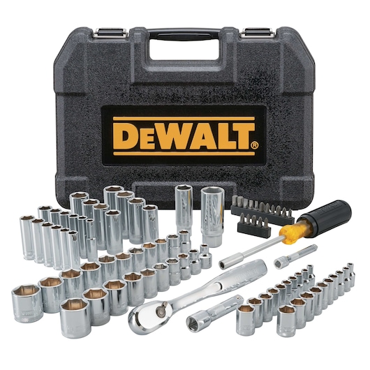 Profile of 84 piece mechanics tool set.