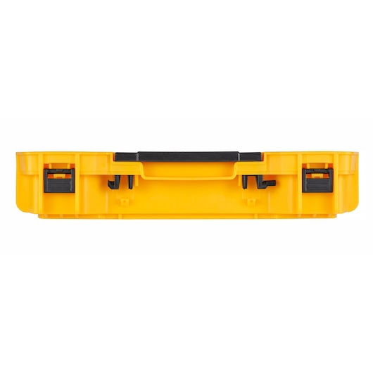 Close up of latches of a tough system shallow tool tray.