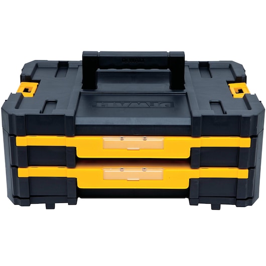 T stak 4 double shallow drawers with carry handle out.