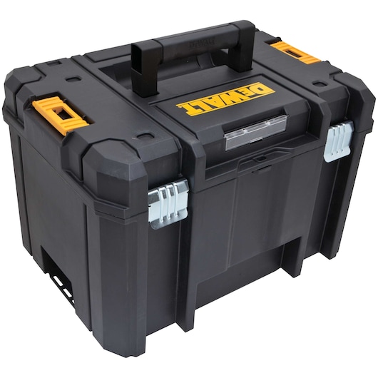 Right profile of a T stak 6 deep box with handle out.
