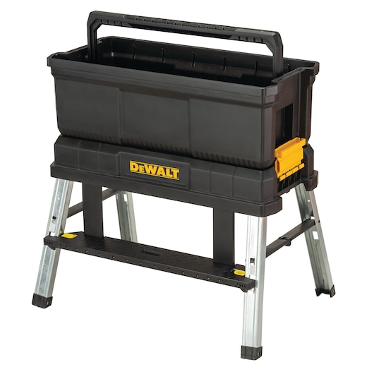 Storage step stool with toolbox.\n