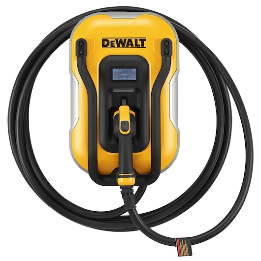 48 AMP SMART ELECTRIC VEHICLE CHARING STATION WITH 25 FOOT CABLE WRAPPED AROUND UNIT MAIN VIEW