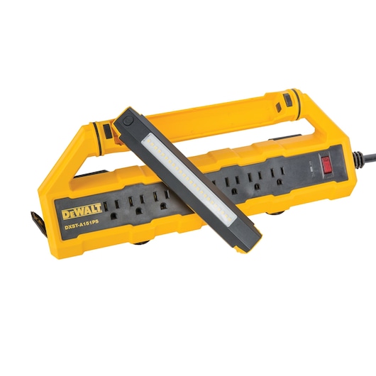 Profile of the 15 Amp G F C I Power Station with Detachable Work Light.