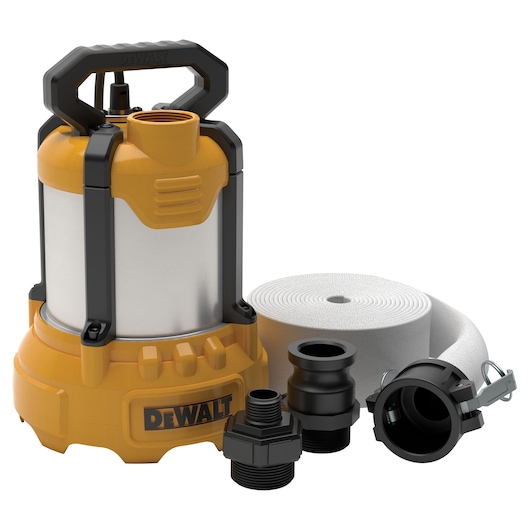 3-4HP UTILITY PUMP CAST ALUMINUM SUBMERSIBLE WITH INDUSTRIAL LAYFLAT HOSE KIT MAIN VIEW