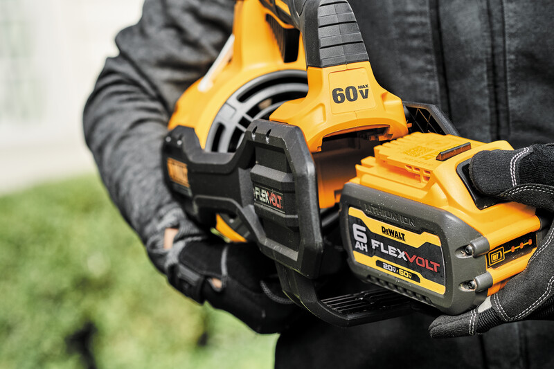 60 volts MAX* 6 AMP hours removable, backwards compatible battery feature of FLEXVOLT Brushless Cordless Handheld Axial Blower 60 volts MAX* 6 AMP hours removable, backwards compatible battery feature of FLEXVOLT Brushless Cordless Handheld Axial Blower